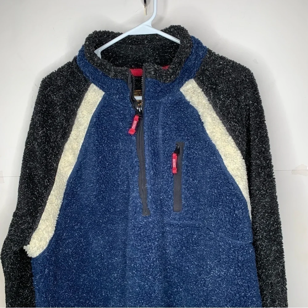 Fat Face Mens High Pile Fleece Pullover 1/2 zip Jacket XXL Blue Gray - Picture 2 of 6
